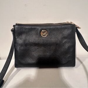 Michael Kors Black Crossbody Bag Textured Leather